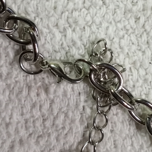 Silvertone large round mirror pendant necklace - Picture 2 of 5